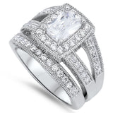 Radiant-cut Cubic Zirconia .925 Sterling Silver Ring