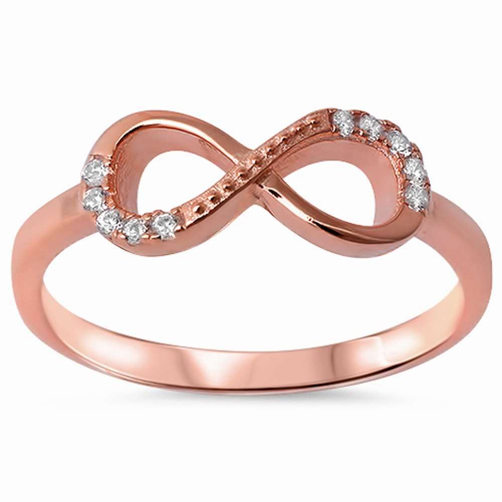 Rose Gold Plated Cz Infinity .925 Sterling Silver Ring sizes 4-10