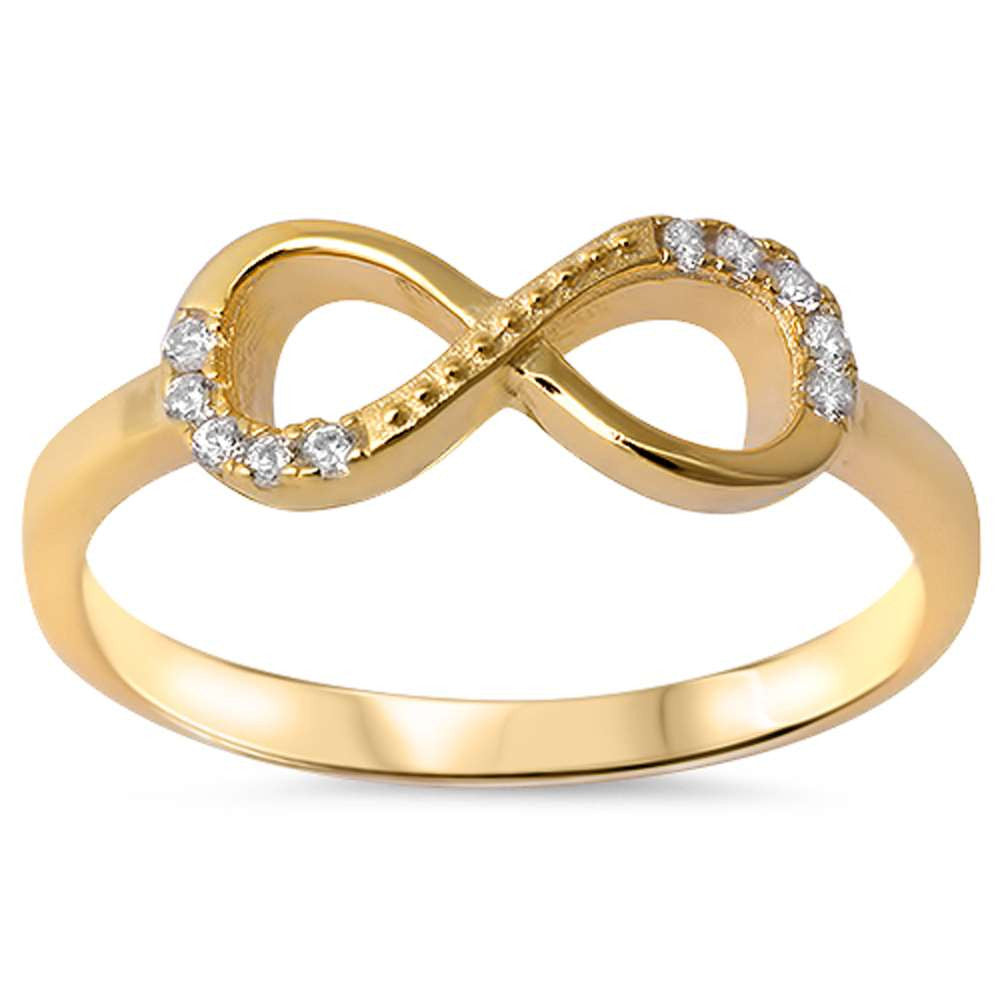 Yellow Gold Plated Cz Infinity .925 Sterling Silver Ring sizes 4-10