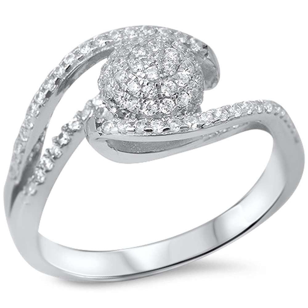 Micro Pave Cz Fashion .925 Sterling Silver Ring sizes 5-10