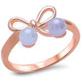 LabRose Gold Plated Pearl Ribbon .925 Sterling Silver Ring