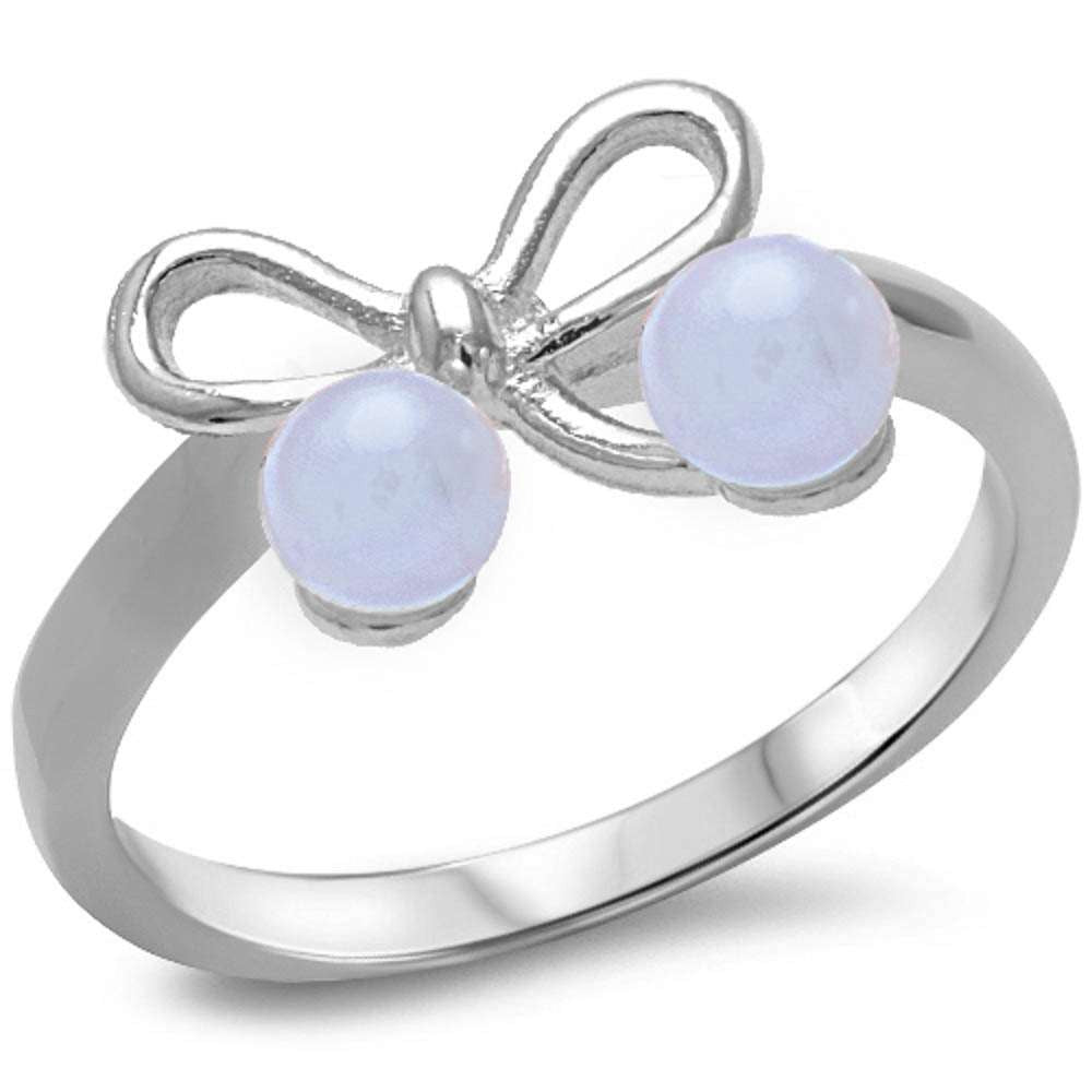 White Pearl Ribbon .925 Sterling Silver Ring Sizes 3-9