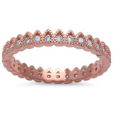 Rose Gold Plated Pear Shape Cz Band .925 Sterling Silver Ring Sizes 4-10