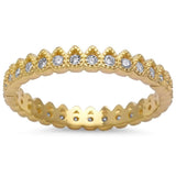 Yellow Gold Plated Pear Shape Cz Band .925 Sterling Silver Ring Sizes 4-10