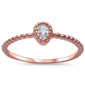 Rose Gold Plated Pear Shape Cz .925 Sterling Silver Ring Sizes 4-9