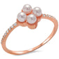 Rose Gold Plated Pearl & Cz .925 Sterling Silver Ring Sizes 4-9