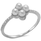 White Pearl & Cz .925 Sterling Silver Ring Sizes 4-9