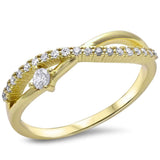  Yellow Gold Plated Cz Infinity .925 Sterling Silver Ring Sizes 4-10