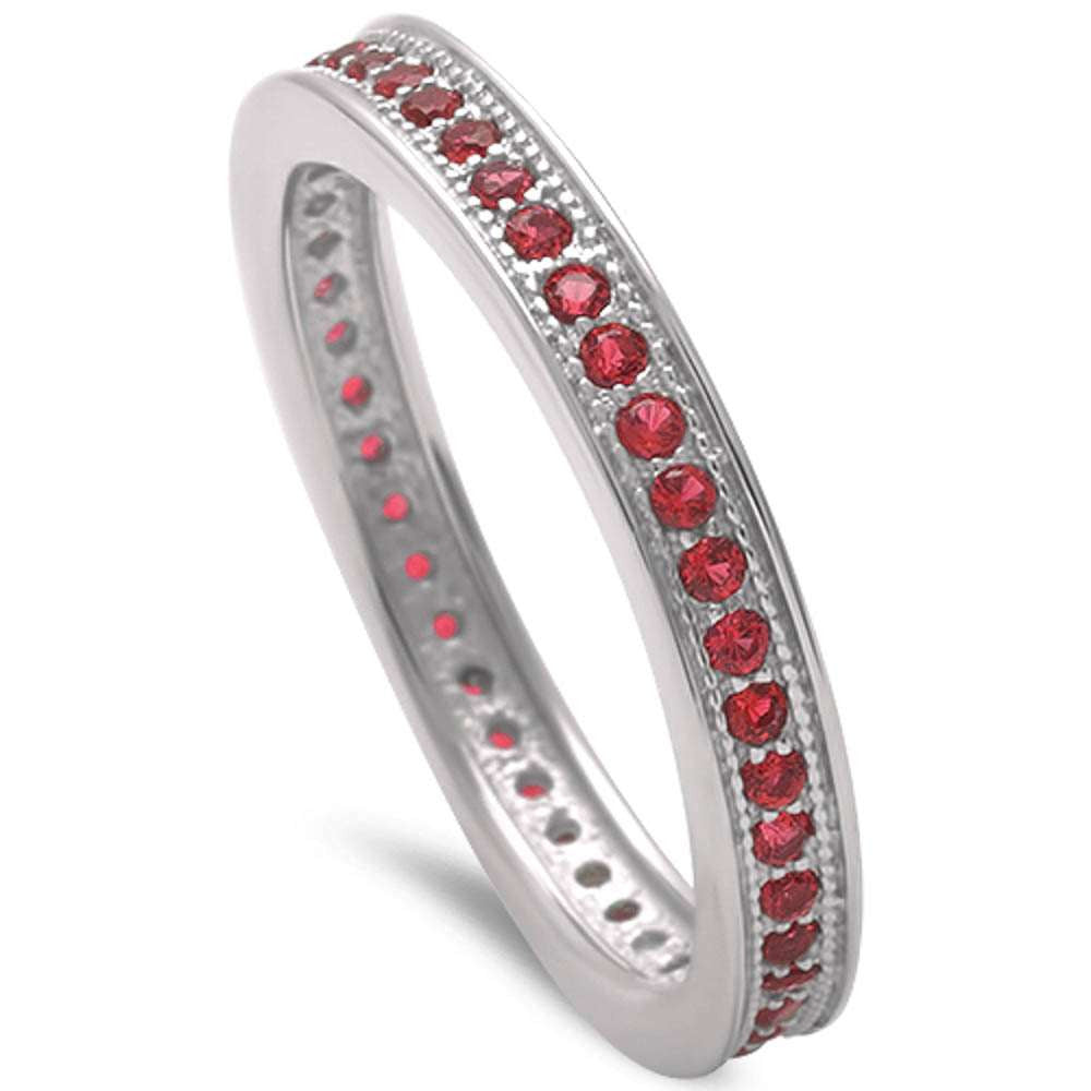 Ruby Eternity Band .925 Sterling Silver Ring Sizes 4-10