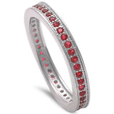 Ruby Eternity Band .925 Sterling Silver Ring Sizes 4-10