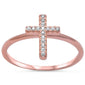 Rose Gold Plated Cz Cross .925 Sterling Silver Ring Sizes 4-10