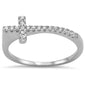 Sideways Cz Cross .925 Sterling Silver Ring Sizes 4-10