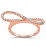 Rose Gold Plated Cz Infinity .925 Sterling Silver Ring Sizes 4-10
