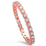 Rose Gold Plated Cz Band .925 Sterling Silver Ring Sizes 4-11