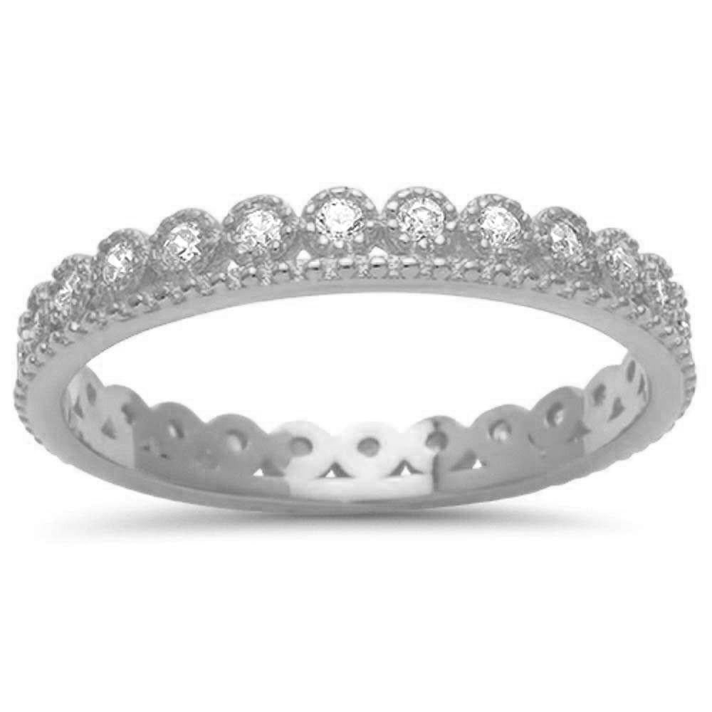 <span>CLOSEOUT!</span>LabCrown Cubic Zirconia Eternity Band .925 Sterling Silver Ring Sizes 4
