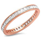 Rose Gold Plated Baguette Cz Band .925 Sterling Silver Ring Sizes 4-11