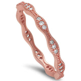 Rose Gold Plated Cz Eternity Band .925 Sterling Silver Ring