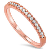 Rose Gold Plated Cz Engangemt Band .925 Sterling Silver Ring Sizes 3-11