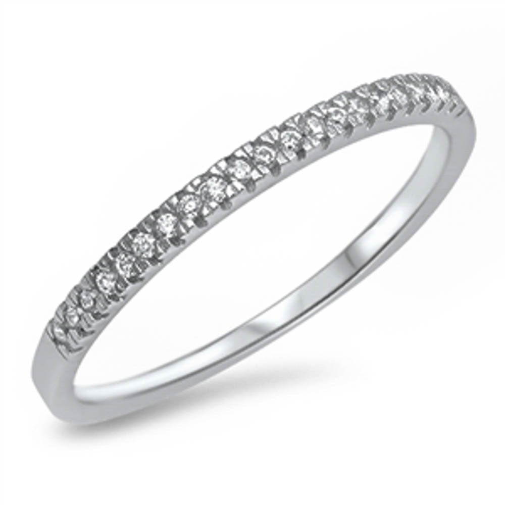 <span>CLOSEOUT! </span>Silver Plated Cz Engagement Band .925 Sterling Silver Ring