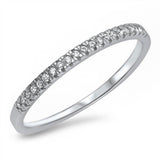 Silver Plated Cz Engagement Band .925 Sterling Silver Ring