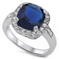 <span>CLOSEOUT!</span> Cushion Cut Sapphire Halo Ring .925 Sterling Silver Ring Sizes 5-10