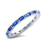 <span>¡LIQUIDACIÓN!</span> Anillo de Eternidad de Plata Esterlina .925 con Zafiro Azul Baguette