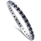 Beautiful Stackable Black Onyx Eternity Band .925 Sterling Silver Ring