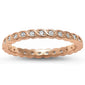 Rose Gold Plated Cubic Zirconia Eternity  .925 Sterling Silver Ring Sizes 4-11