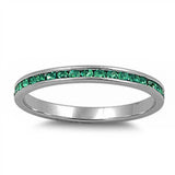 Channel set Green Emerald CZ .925 Sterling Silver Eternity Band Sizes 2, 3, 12
