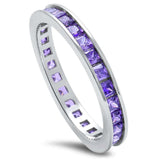 Princess Cut Amethyst .925 Sterling Silver Eternity Band Sizes 3-12