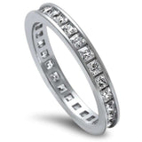 Princess Cut Cz .925 Sterling Silver Eternity Band Sizes 3-5, 12