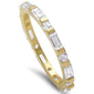 Yellow Gold Plated Round & Baguette Cz Band .925 Sterling Silver Ring Sizes 4-10