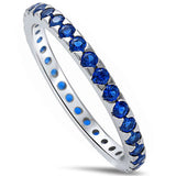 <span>CLOSEOUT!</span>Blue Sapphire Eternity Band .925 Sterling Silver Ring