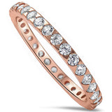 Rose Gold Plated Eternity Band .925 Sterling Silver Ring