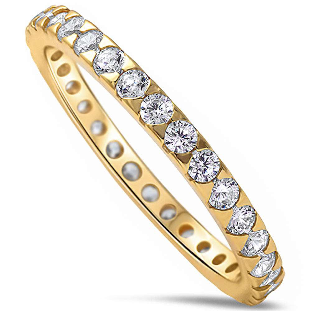 Yellow Gold Plated Eternity Band .925 Sterling Silver Ring Sizes 4-11