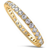 Yellow Gold Plated Eternity Band .925 Sterling Silver Ring