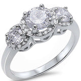 <span>CLOSEOUT!</span>Halo Style Cubic Zirconia .925 Sterling Silver Ring