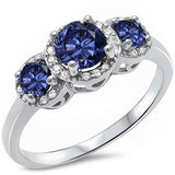 <span>CLOSEOUT!</span>Halo 3 Tanzanite Stone & Cz .925 Sterling Silver Ring