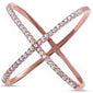 <span>CLOSEOUT!</span> Rose Gold Plated Cz Criss Cross .925 Sterling Silver Ring Sizes 4-12