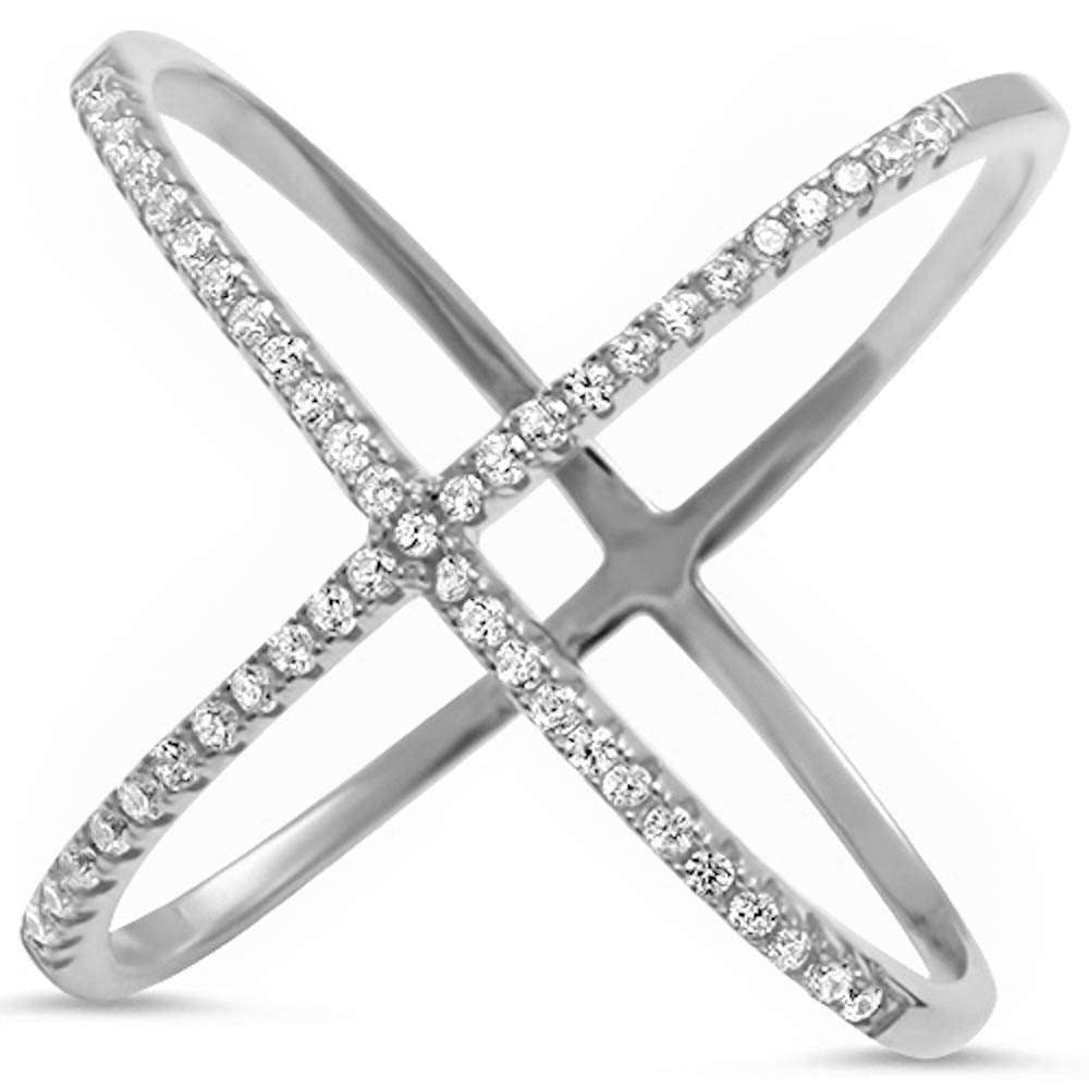 <span>CLOSEOUT!</span> Cz Criss-Cross .925 Sterling Silver Ring Sizes 4-12