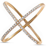  Yellow Gold Plated Cz Kriss Kross .925 Sterling Silver Ring