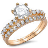2ct Round Cz Solitaire Yellow Gold Plated Wedding Set .925 Sterling Silver