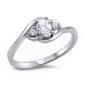 Oval & Round Cubic Zirconia .925 Sterling Silver Ring Sizes 5-10