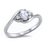 Oval & Round Cubic Zirconia .925 Sterling Silver Ring