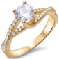 Yellow Gold Plated Round Solitaire Cz .925 Sterling Silver Ring Sizes 5-10