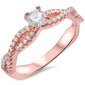 Rose Gold Plated Solitaire Cz Infinity Band .925 Sterling Silver Ring Sizes 5-10
