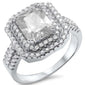 Radiant Cut Cubic Zirconia Engagement .925 Sterling Silver Ring Sizes 5-10