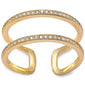 Yellow Gold Plated Double Band Cz .925 Sterling Silver Ring Sizes 5-10