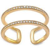 Yellow Gold Plated Double Band Cz .925 Sterling Silver Ring Sizes 4-11