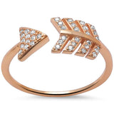  Rose Gold Plated Arrow Cz .925 Sterling Silver Ring